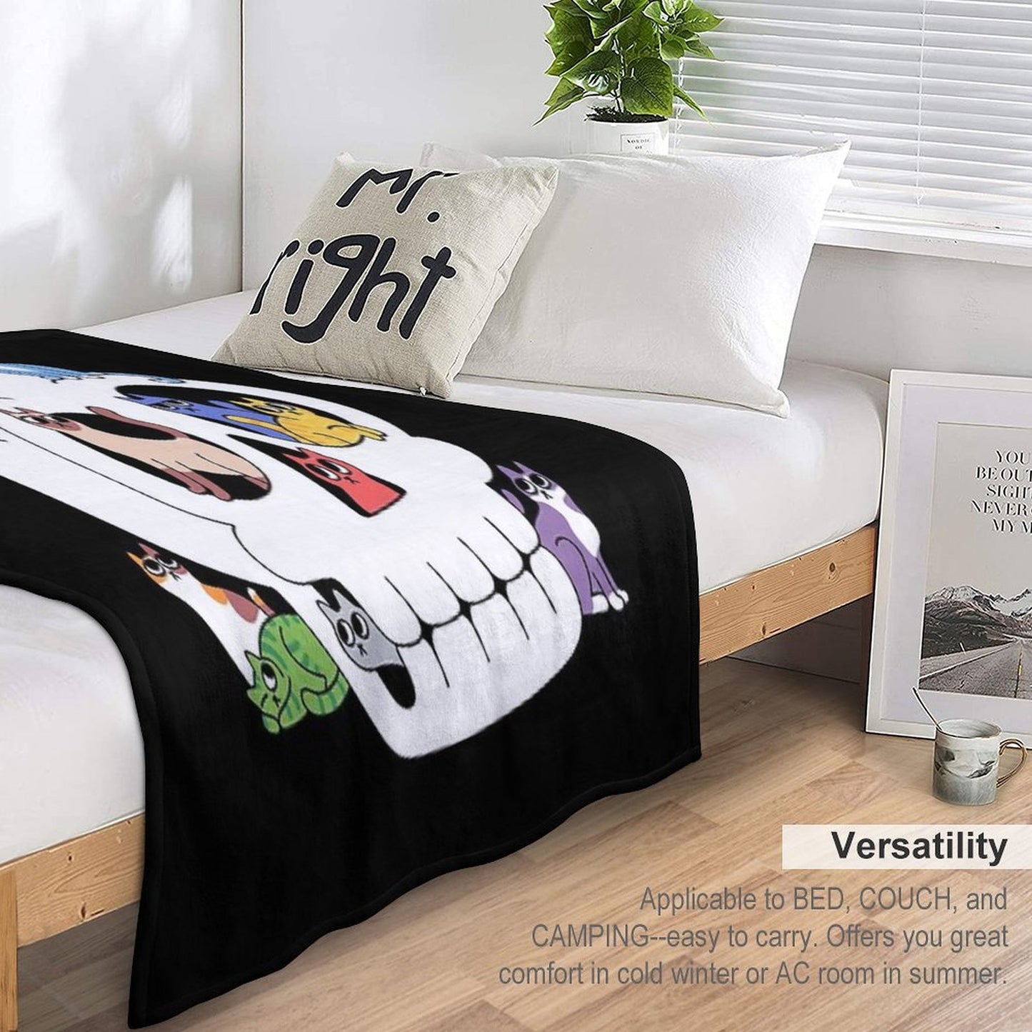 Skull Is Full of Cats Throw Blanket