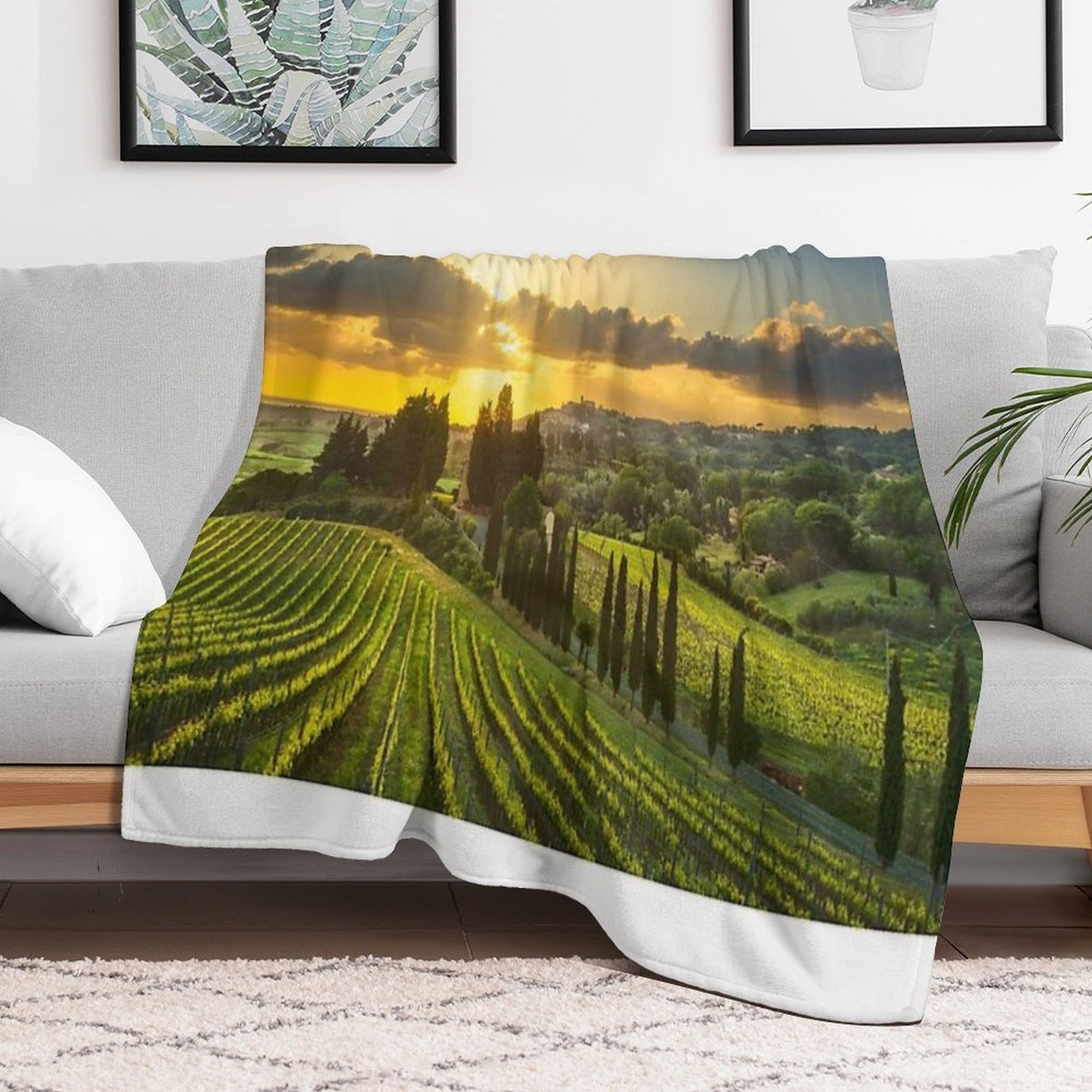 Vineyards And Countryside Landscape in Maremma. Tuscany Throw Blanket