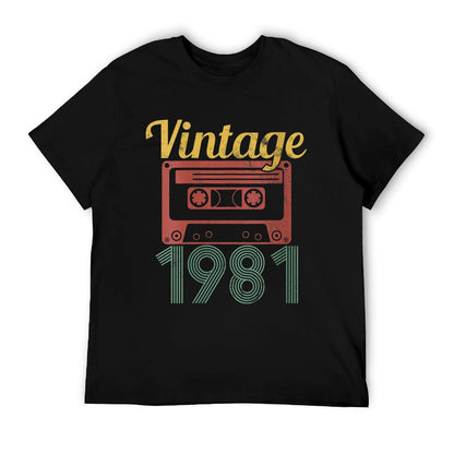 Womens 40th Birthday Gift Retro Cassette 40 Years Vintage 1981  Oversized Silhouette T-Shirt