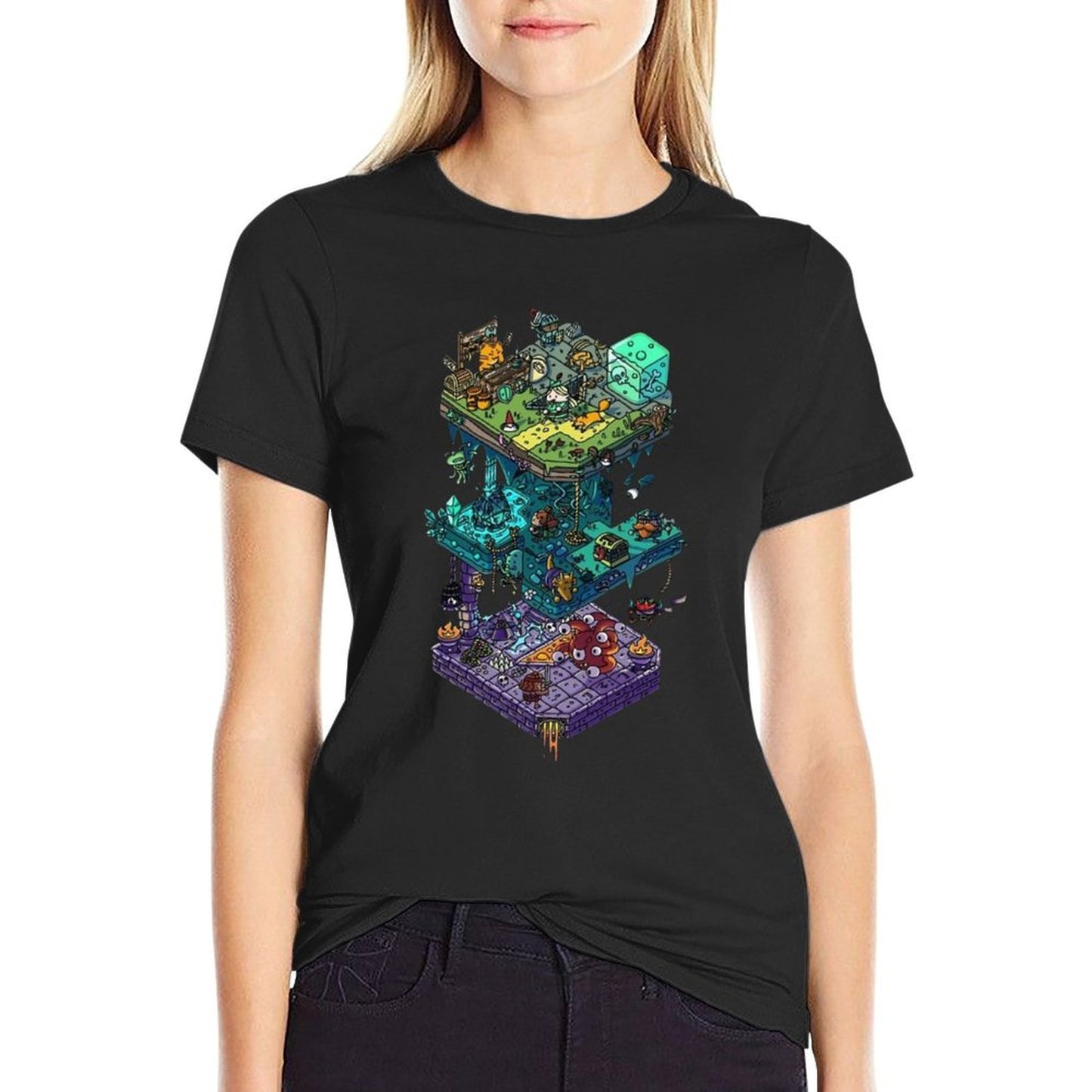 Dungeons And Isometric Dragons  Summer-ready Fabric T-Shirt