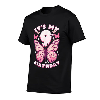 9th Birthday, Girl 9 Years, Butterflies And Number 9 T-Shirt
