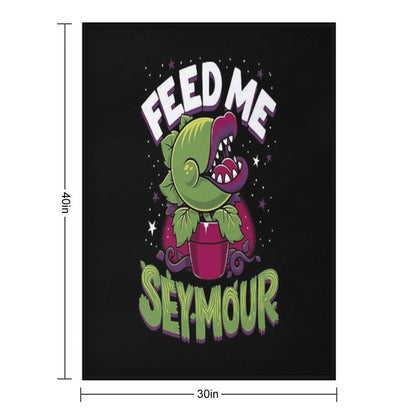 Spooky Horror Feed Me - Creepy Cute Audrey Plant - Horror Musical Throw Blanket