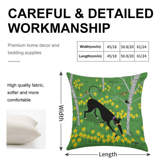 Daffodil Hound Linen Throw Pillow Cover