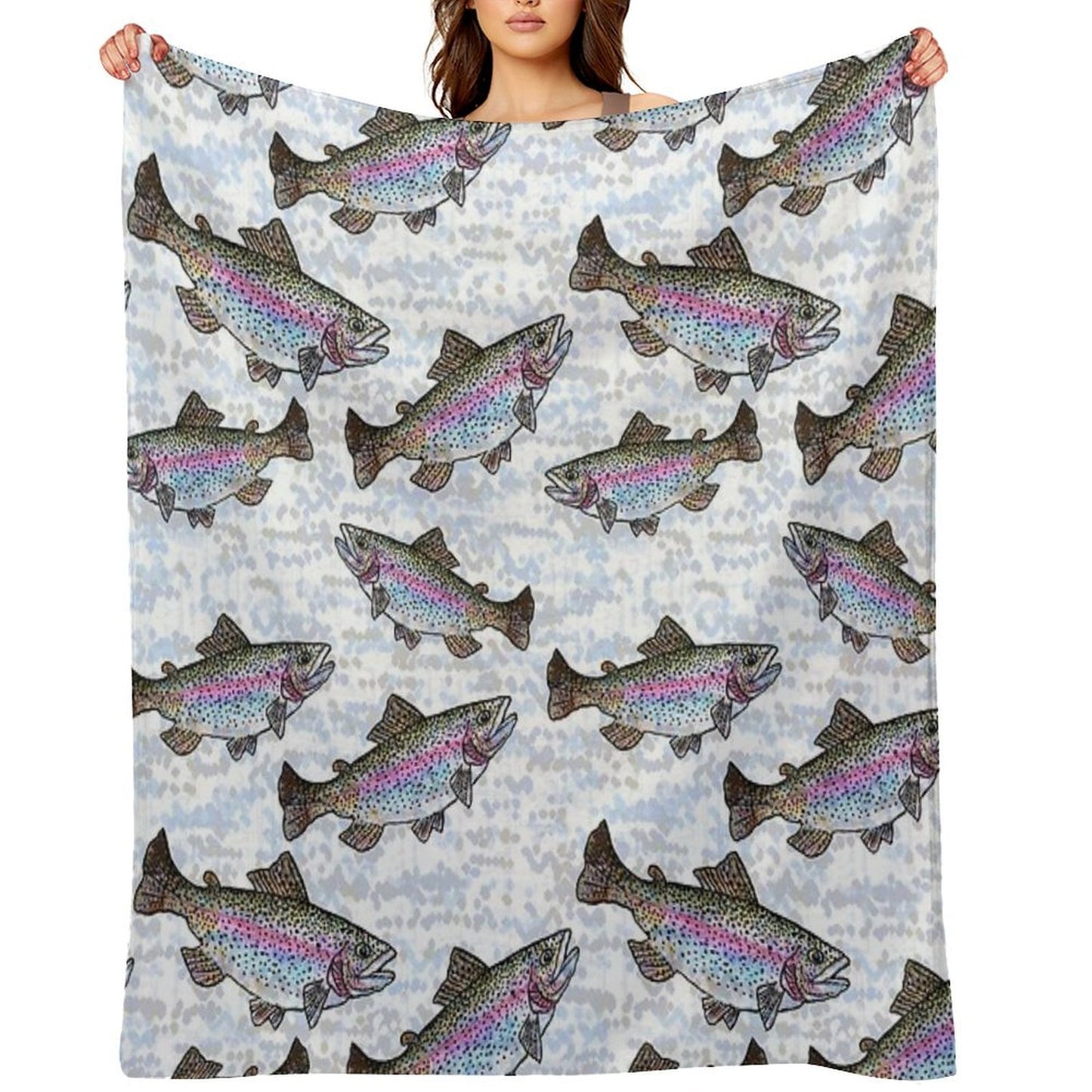 Rainbow Trout Fish Pattern Throw Blanket