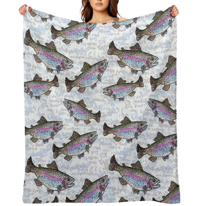 Rainbow Trout Fish Pattern Throw Blanket