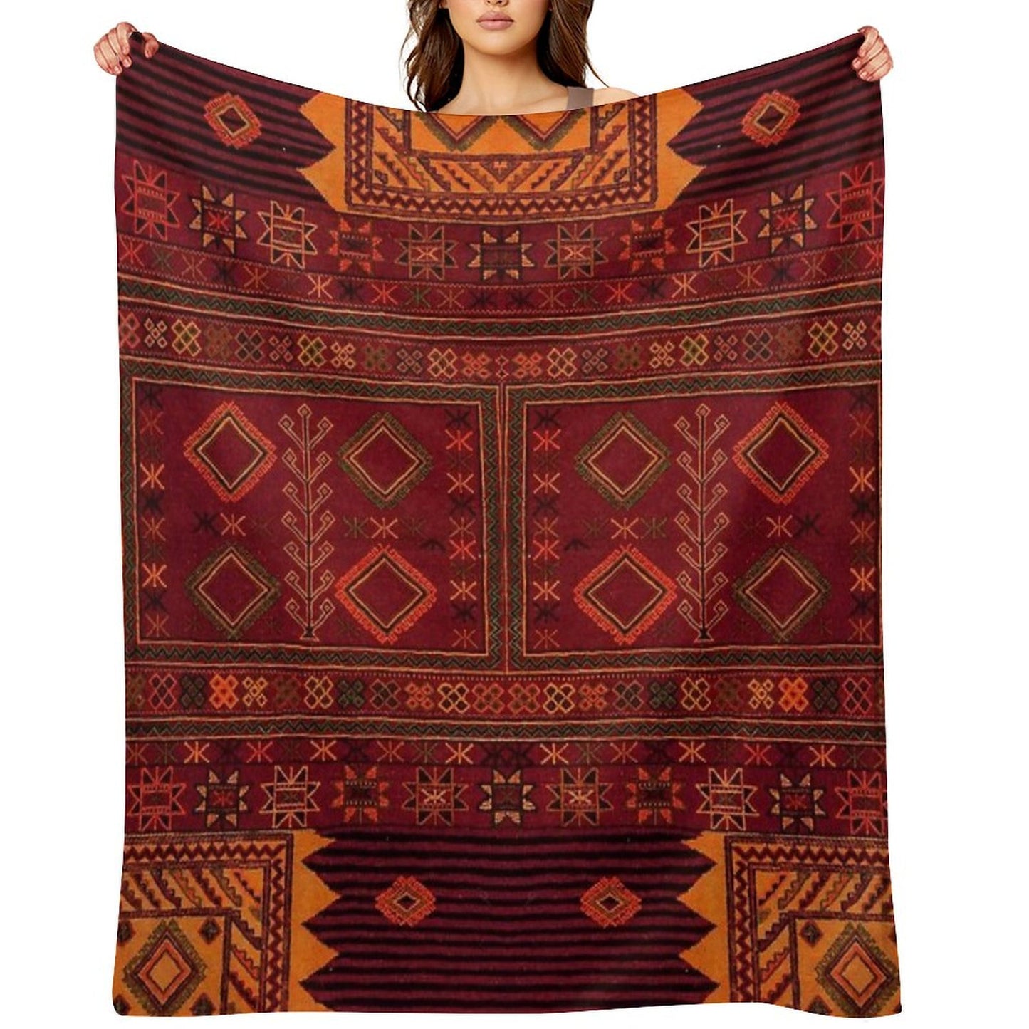 Traditional Moroccan Artwork Design Throw Blanket