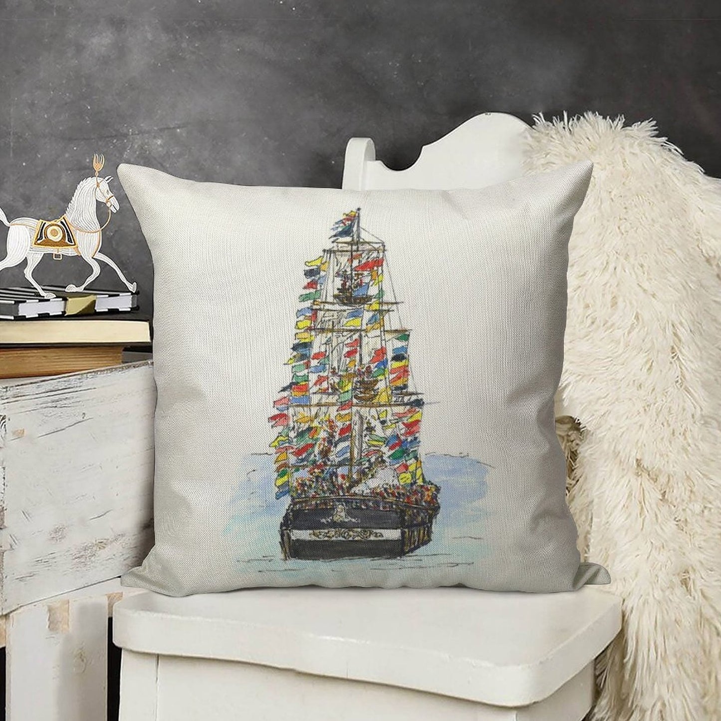 Gasparilla Pirate Festival, Tampa Linen Throw Pillow Cover