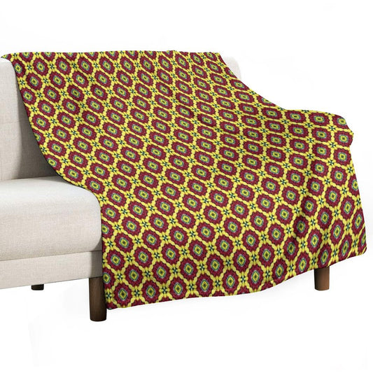 Golden Red Bouquet Grand Medallions Throw Blanket