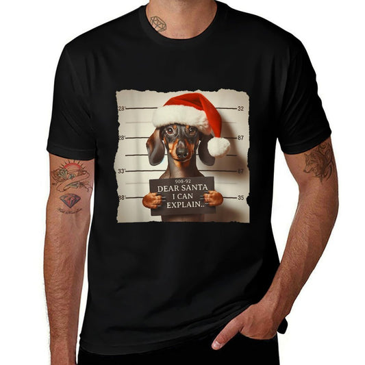 Funny Dachshund Christmas Dear Santa I Can Explain Weiner  Vintage-inspired T-Shirt