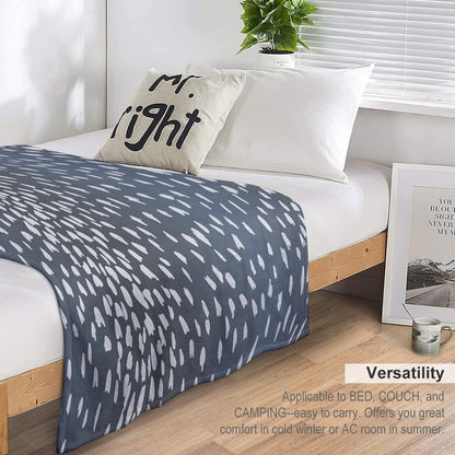 Navy Blue Denim Antelope Fawn Print Throw Blanket