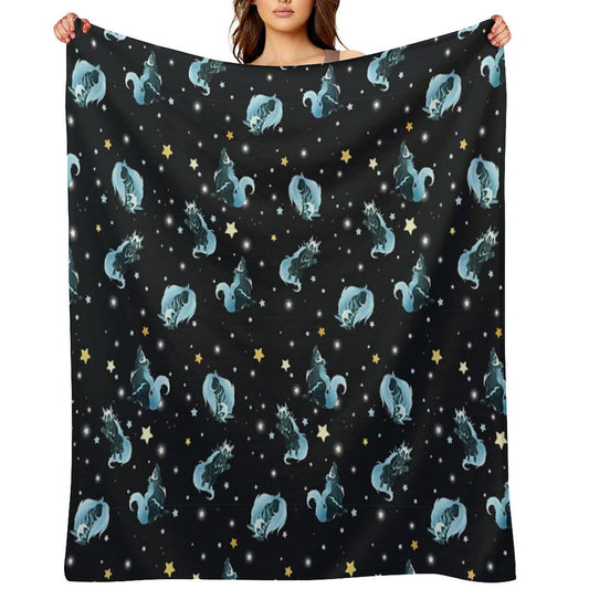 Cosmic Wolf Throw Blanket