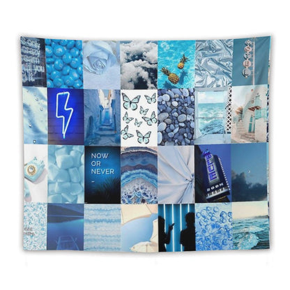 Blue Aesthetic Tumblr Collage Tapestry