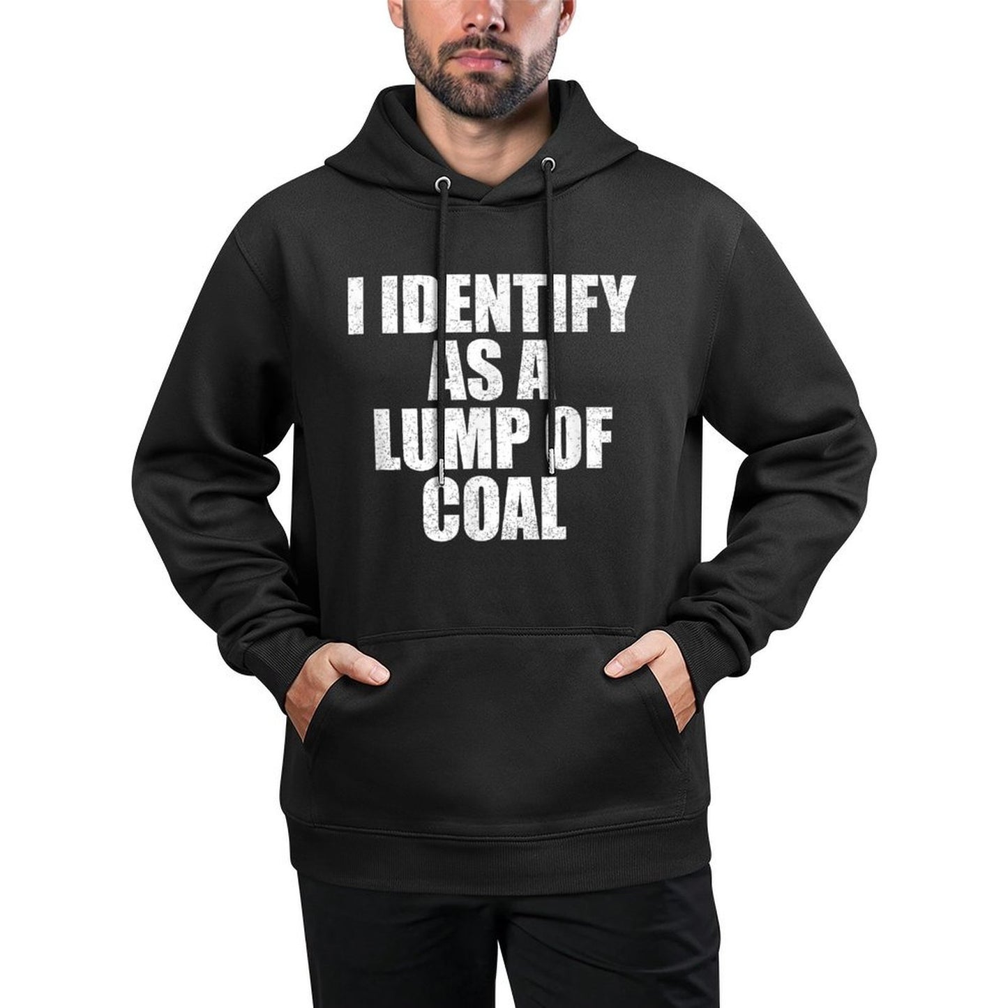 I Identify As A Lump Of Coal - Fun Simple Christmas Costume Layering Staple Hoodie