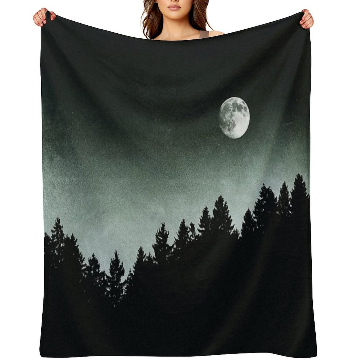 Under Moonlight  Kiwi Melon Collie Lassie Vibes In A Fairytale Forest With Cascadia Trees In Magic Moonlight Throw Blanket