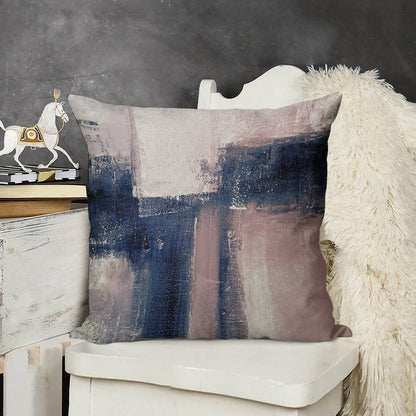 Pink And Navy 3 Linen Throw Pillow Cover