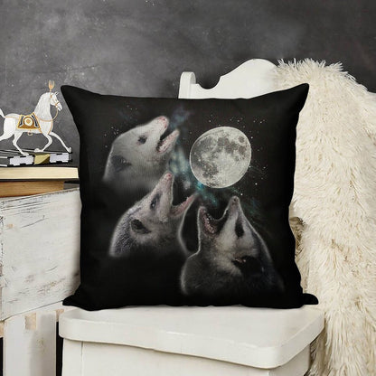 3 Opossum Moon Linen Throw Pillow Cover