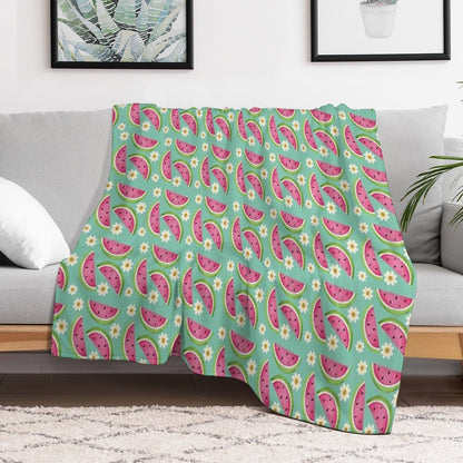 Watermelons And Daisies Throw Blanket
