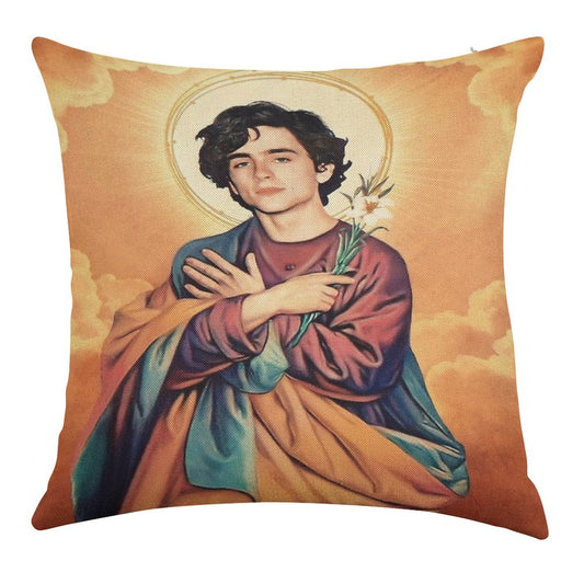 Timothee Chalamet Saint Linen Throw Pillow Cover