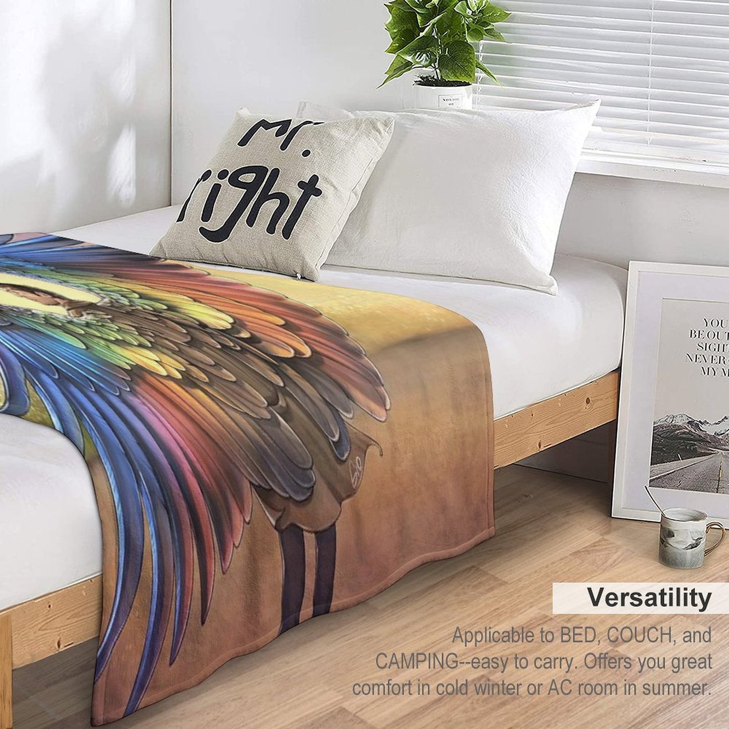 Rainbow Angel Throw Blanket