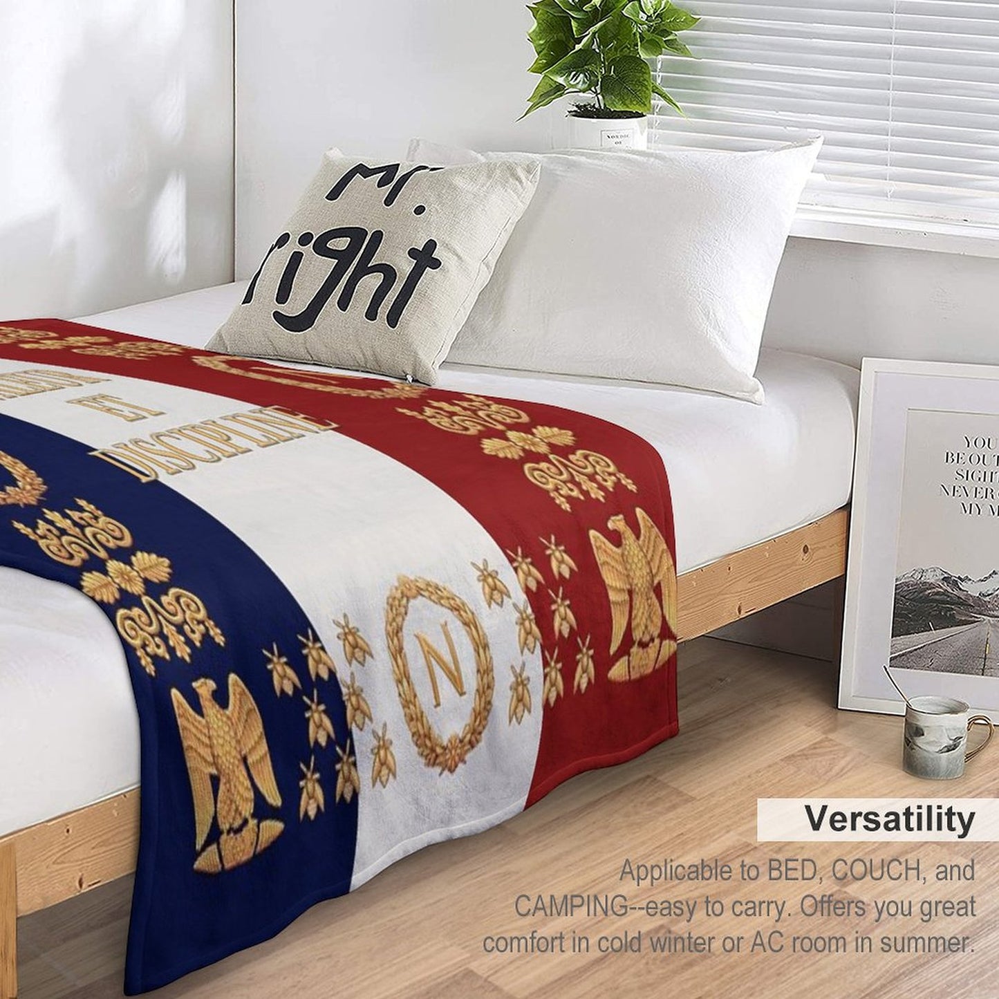 Napoleonic French Regimental Flag Valeur Et Discipline Throw Blanket