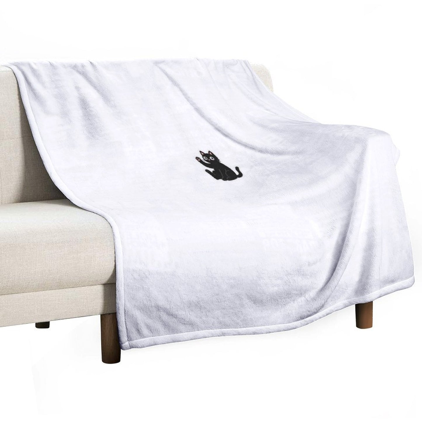 Waving Black Cat – Friendly Paw Sticker Throw Blanket