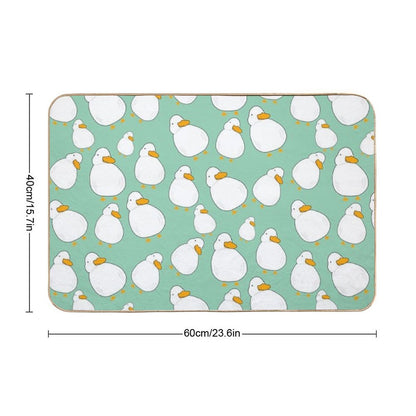 Chubby Duck Pattern Cute Fluffy White Bird Simple Anime Cartoon Kawaii Animal Bath Mat