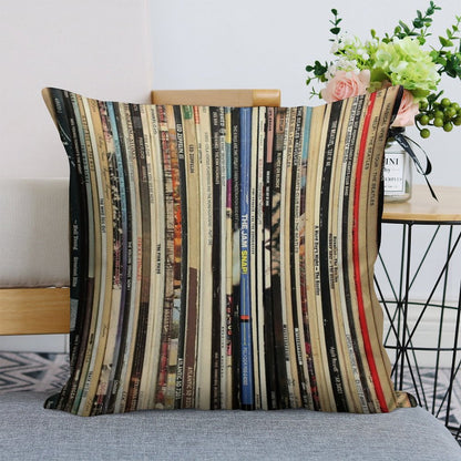 Classic Rock Vinyl Records Linen Throw Pillow Cover