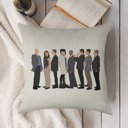 NCIS Cast Drawing Linen Throw Pillow Cover