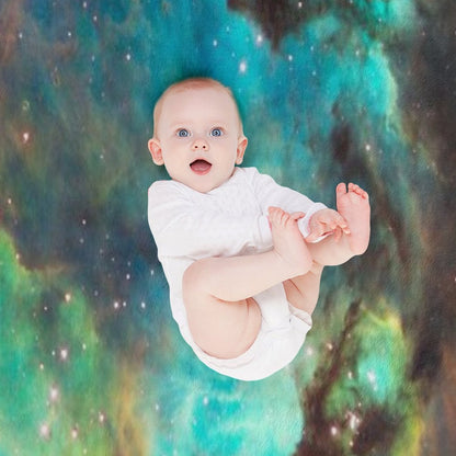 Green Galaxy Throw Blanket