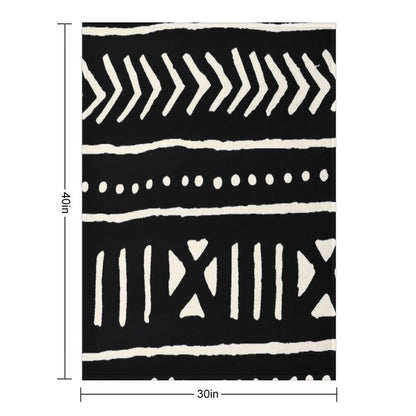 African Mud Cloth Black And White Throw Blanket