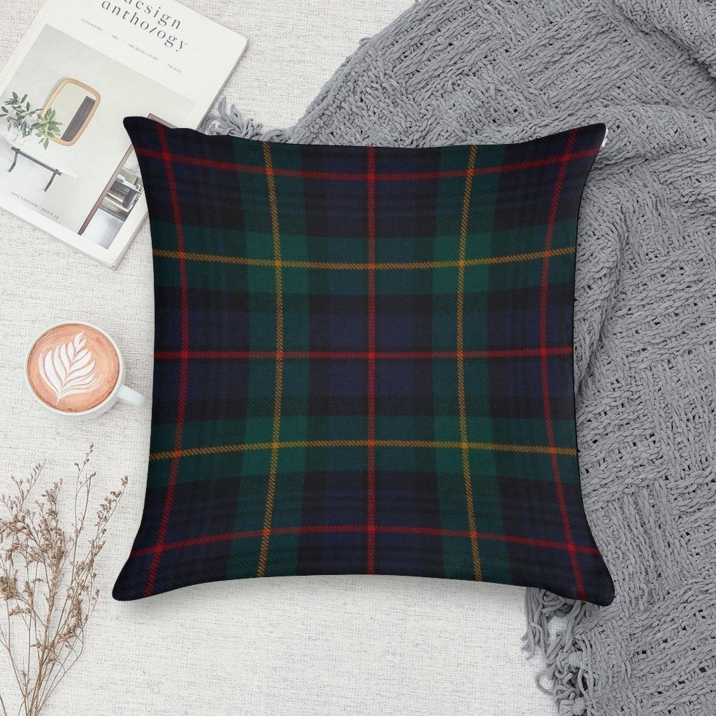 Farquharson Scottish Tartan Soft Durable Construction Throw Pillow