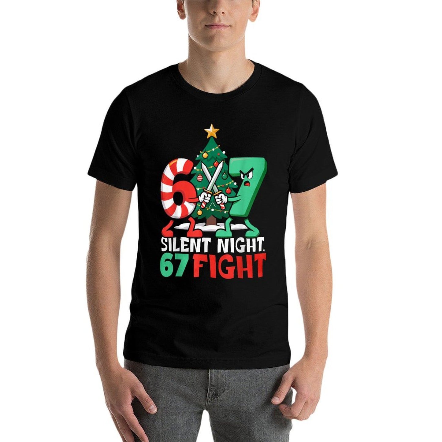 Silent Night 67 Fight Funny Christmas  Easy-care T-Shirt