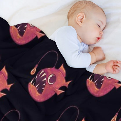 Cute Anglerfish (Red) Throw Blanket