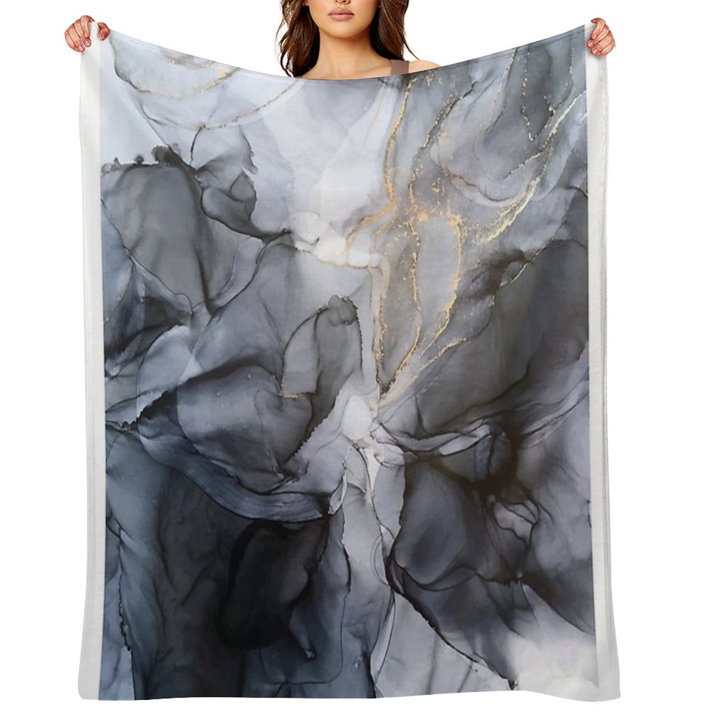 Calm But Dramatic Light Monochromatic Black & Grey Abstract Throw Blanket