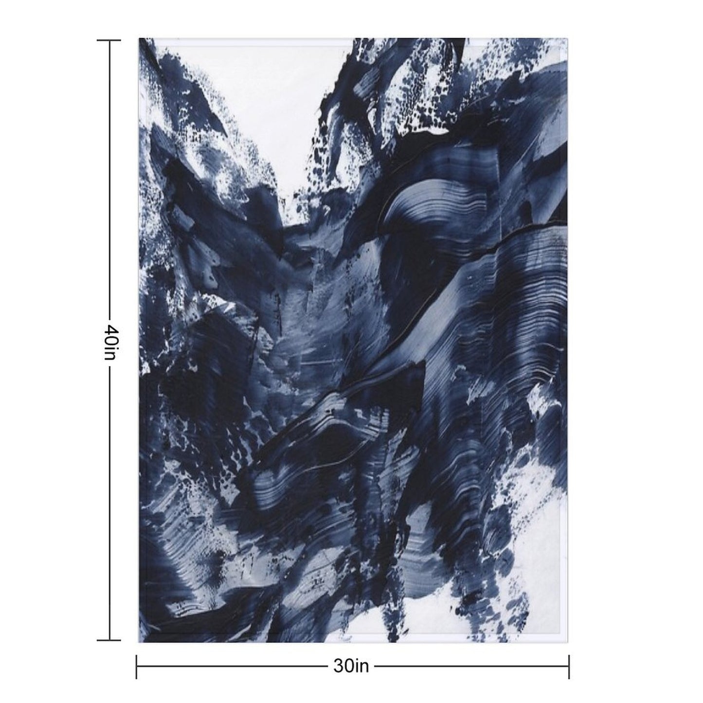 Dark Navy Gray Acrylic Abstract Painting Throw Blanket
