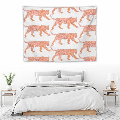 Orange And Pink Tiger Tapestry