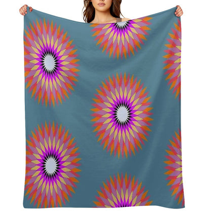 Psychedelic Geometric Flower Mandala Throw Blanket