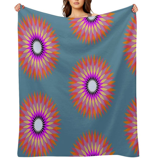 Psychedelic Geometric Flower Mandala Throw Blanket