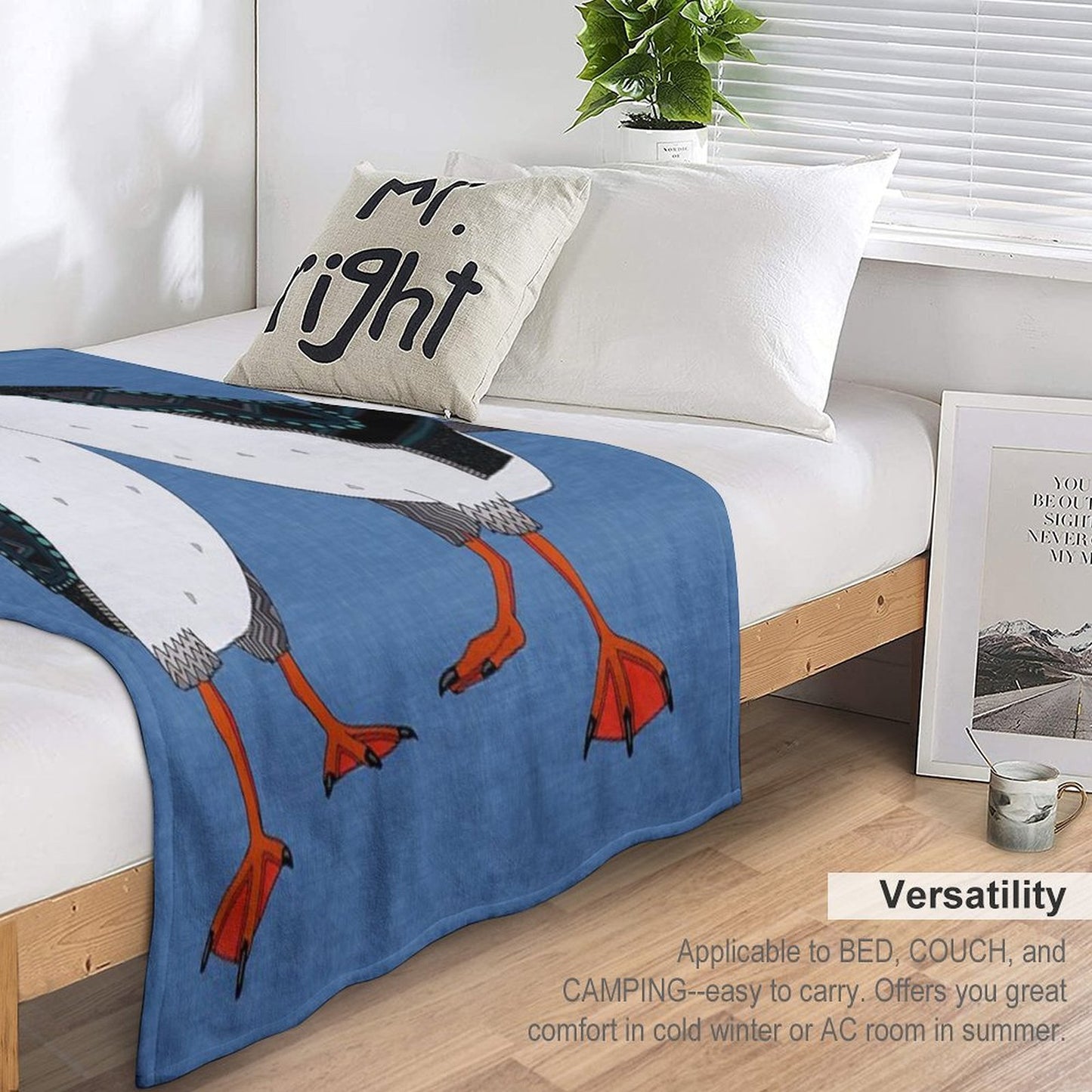 Puffin Pair Blue Throw Blanket