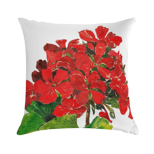 Red Geranium. Summer Geranium. Geranium Blossom. Soft Home Decor Throw Pillow