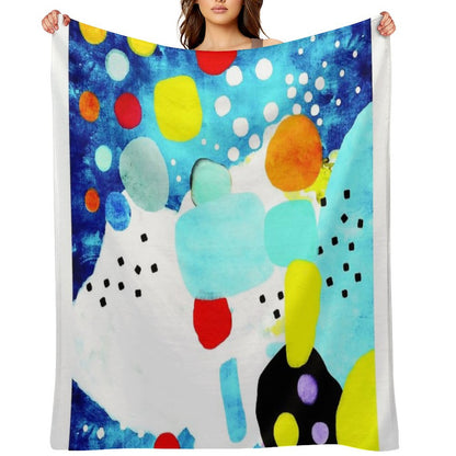 Marine Blue And White Abstract Art Throw Blanket