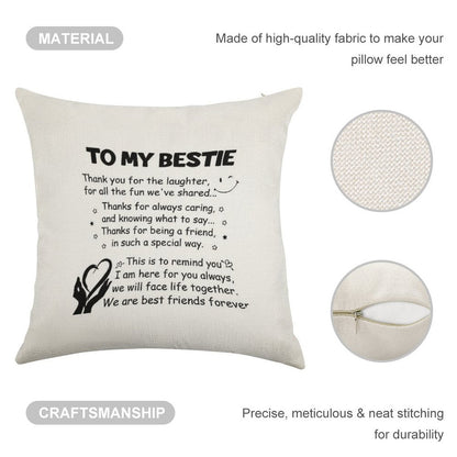 To My Bestie Thank You for The Laughter Linen Throw Pillow Cover