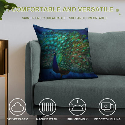 Being Yourself - Peacock Art Soft Hidden Zipper Throw Pillow