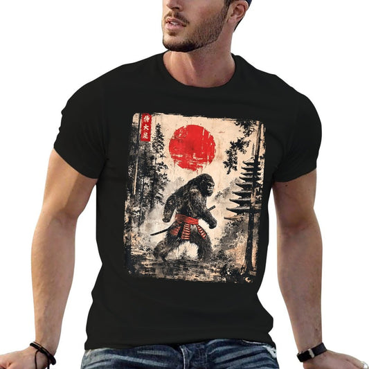 Samurai Bigfoot Japanese Vintage Graphic Ukiyo-e Art Funny  Tagless Design T-Shirt