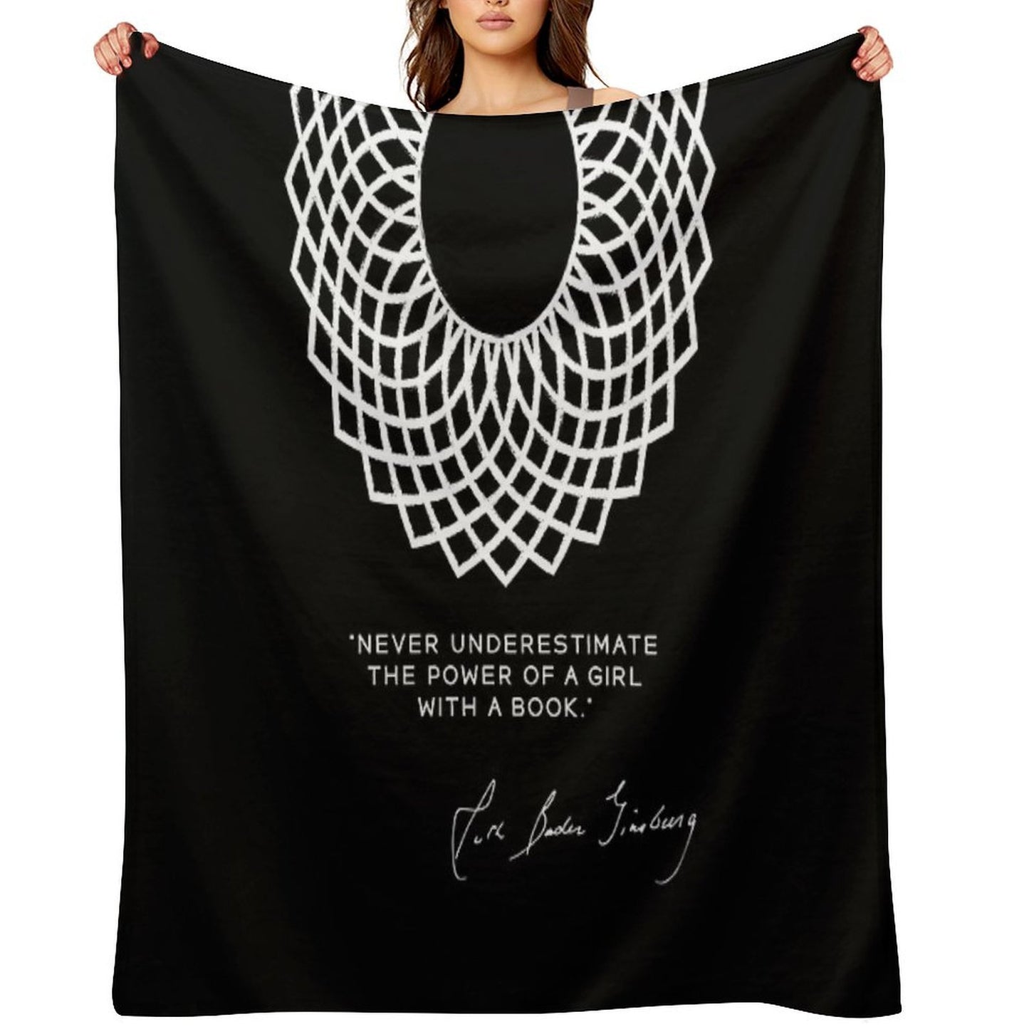 RBG Never Underestimate The Power of A Girl With A Book Throw Blanket