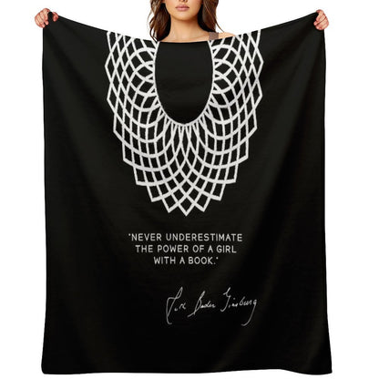 RBG Never Underestimate The Power of A Girl With A Book Throw Blanket