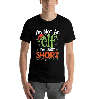 Im Not An Elf Im Just Short Funny Christmas Matching Elf  Rolled Sleeves T-Shirt