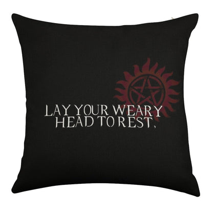 Lay Your Weary Head to Rest Linen Throw Pillow Cover