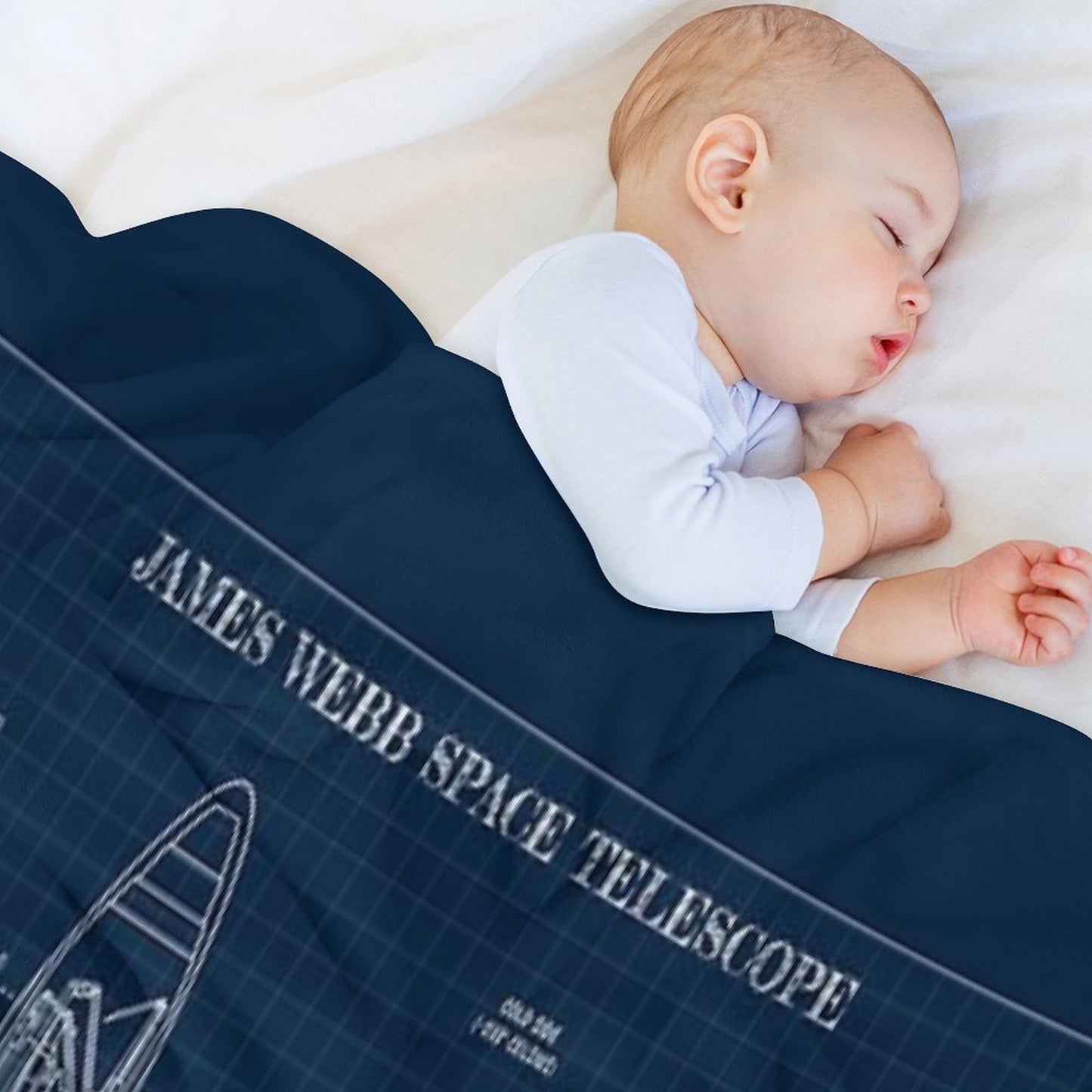 James Webb Space Telescope (Navy Blueprint) Throw Blanket