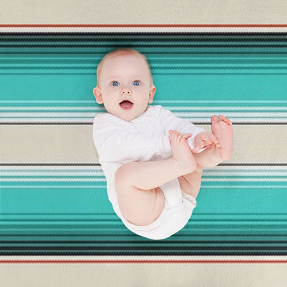 Navajo White, Turquoise And Burnt Orange Southwest Serape Blanket Stripes Throw Blanket